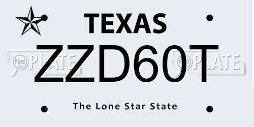 ZZD60T Texas License Plate