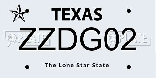 ZZDG02 Texas License Plate