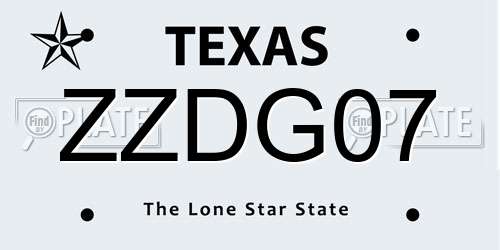 ZZDG07 Texas License Plate