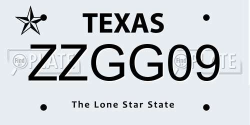 ZZGG09 Texas License Plate