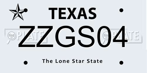 ZZGS04 Texas License Plate