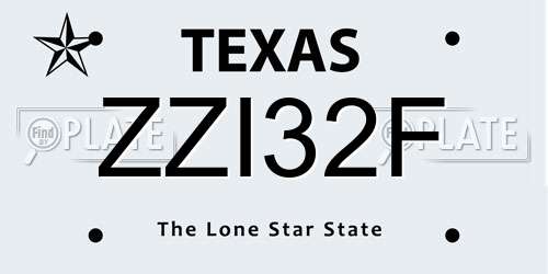 ZZI32F Texas License Plate