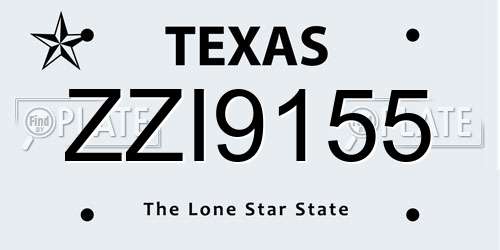 ZZI9155 Texas License Plate