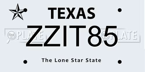 ZZIT85 Texas License Plate