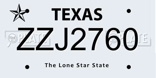 ZZJ2760 Texas License Plate