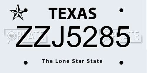 ZZJ5285 Texas License Plate