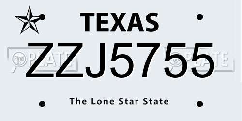 ZZJ5755 Texas License Plate