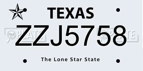 ZZJ5758 Texas License Plate