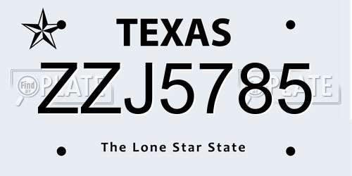 ZZJ5785 Texas License Plate