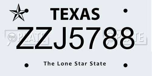 ZZJ5788 Texas License Plate