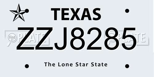 ZZJ8285 Texas License Plate