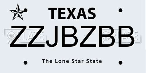 ZZJBZBB Texas License Plate