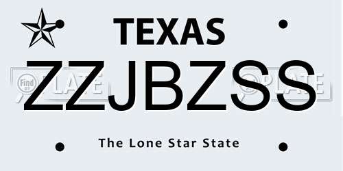 ZZJBZSS Texas License Plate