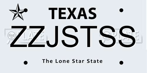 ZZJSTSS Texas License Plate