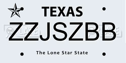 ZZJSZBB Texas License Plate