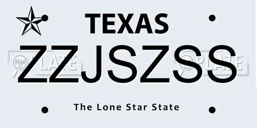 ZZJSZSS Texas License Plate