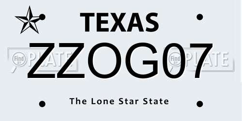 ZZOG07 Texas License Plate