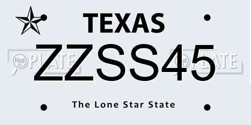ZZSS45 Texas License Plate