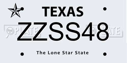 ZZSS48 Texas License Plate