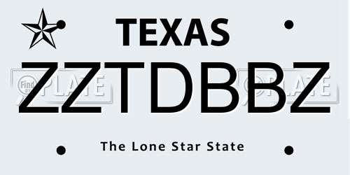 ZZTDBBZ Texas License Plate