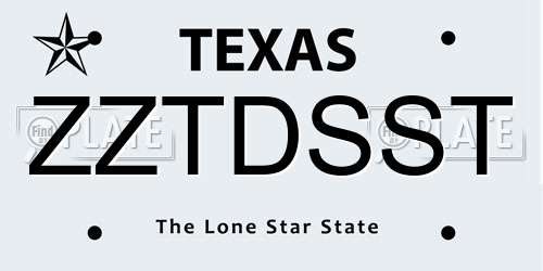ZZTDSST Texas License Plate