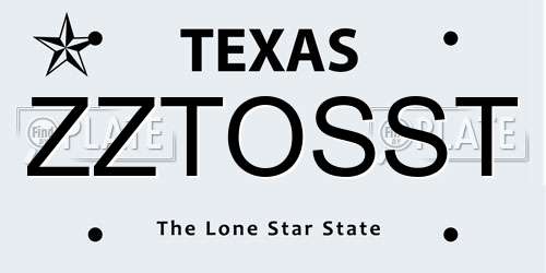 ZZTOSST Texas License Plate