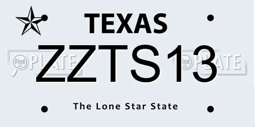ZZTS13 Texas License Plate
