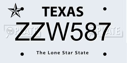 ZZW587 Texas License Plate