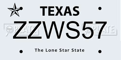ZZWS57 Texas License Plate