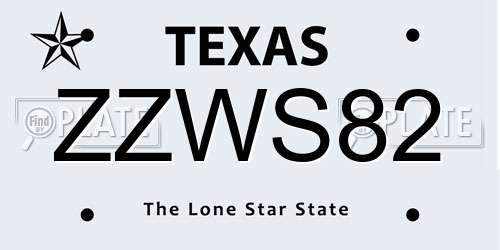 ZZWS82 Texas License Plate