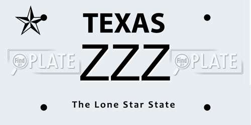 ZZZ Texas License Plate