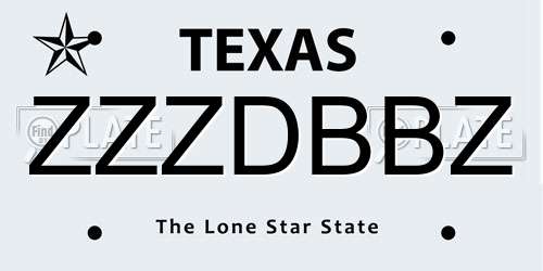 ZZZDBBZ Texas License Plate