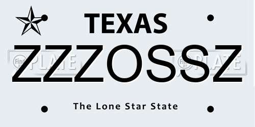 ZZZOSSZ Texas License Plate