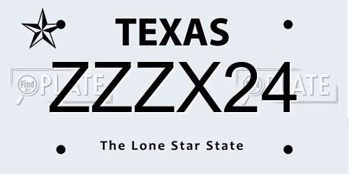 ZZZX24 Texas License Plate