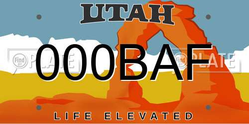 000BAF Utah License Plate