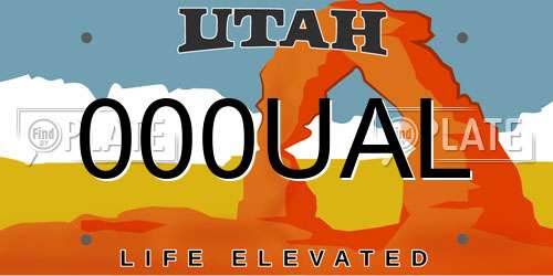 000UAL Utah License Plate