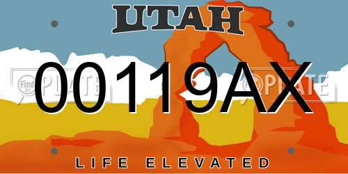 00119AX Utah License Plate
