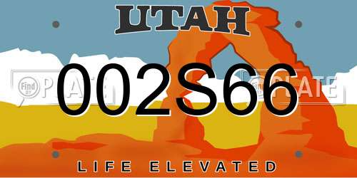 002S66 Utah License Plate