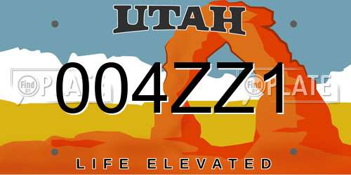 004ZZ1 Utah License Plate