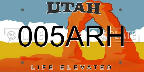 005ARH Utah License Plate