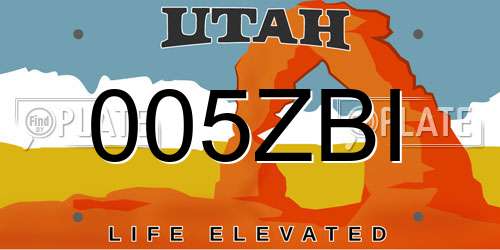 005ZBI Utah License Plate