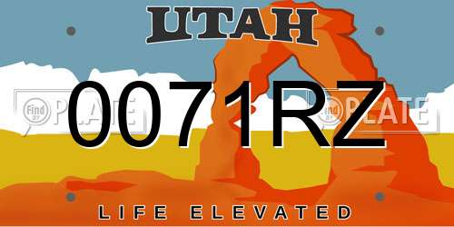 0071RZ Utah License Plate