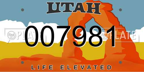 007981 Utah License Plate