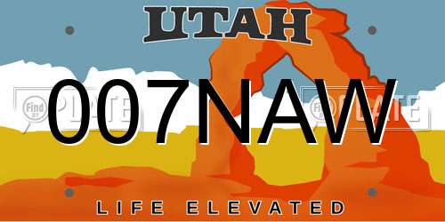 007NAW Utah License Plate