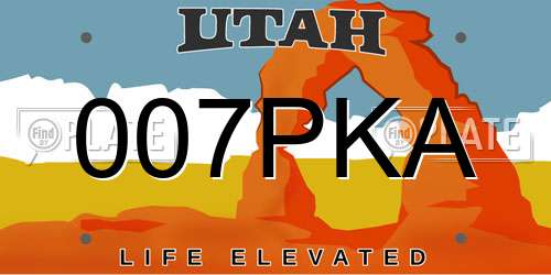 007PKA Utah License Plate