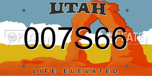 007S66 Utah License Plate