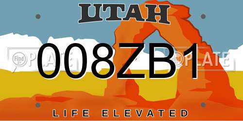 008ZB1 Utah License Plate