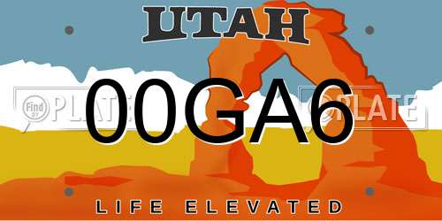 00GA6 Utah License Plate