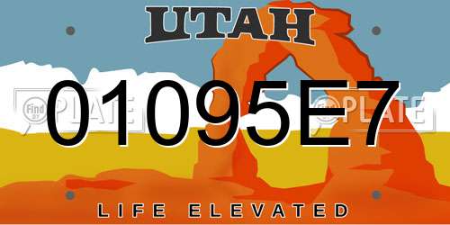 01095E7 Utah License Plate