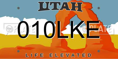 010LKE Utah License Plate